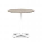 Italia 800mm Poseur Round Table Grey Oak Top 750mm High White Leg Cross Base ITL0959