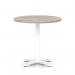 Italia 800mm Poseur Round Table Grey Oak Top 750mm High White Leg Cross Base ITL0959