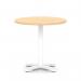 Italia 800mm Poseur Round Table Maple Top 750mm High White Leg Cross Base ITL0960