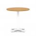 Italia 800mm Poseur Round Table Oak Top 750mm High White Leg Cross Base ITL0961