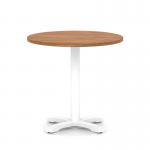 Italia 800mm Poseur Round Table Walnut Top 750mm High White Leg Cross Base ITL0962