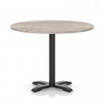 Italia 1000mm Poseur Round Table Grey Oak Top 750mm High Black Leg Cross Base ITL0965