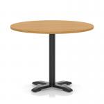 Italia 1000mm Poseur Round Table Oak Top 750mm High Black Leg Cross Base ITL0967