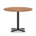 Italia 1000mm Poseur Round Table Walnut Top 750mm High Black Leg Cross Base ITL0968