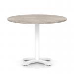 Italia 1000mm Poseur Round Table Grey Oak Top 750mm High White Leg Cross Base ITL0971