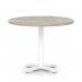 Italia 1000mm Poseur Round Table Grey Oak Top 750mm High White Leg Cross Base ITL0971