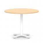 Italia 1000mm Poseur Round Table Maple Top 750mm High White Leg Cross Base ITL0972