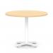 Italia 1000mm Poseur Round Table Maple Top 750mm High White Leg Cross Base ITL0972