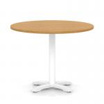 Italia 1000mm Poseur Round Table Oak Top 750mm High White Leg Cross Base ITL0973