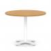 Italia 1000mm Poseur Round Table Oak Top 750mm High White Leg Cross Base ITL0973