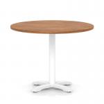 Italia 1000mm Poseur Round Table Walnut Top 750mm High White Leg Cross Base ITL0974