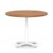 Italia 1000mm Poseur Round Table Walnut Top 750mm High White Leg Cross Base ITL0974