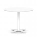 Italia 1000mm Poseur Round Table White Top 750mm High White Leg Cross Base ITL0975