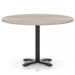 Italia 1200mm Poseur Round Table Grey Oak Top 750mm High Black Leg Cross Base ITL0977