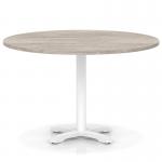 Italia 1200mm Poseur Round Table Grey Oak Top 750mm High White Leg Cross Base ITL0983