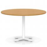 Italia 1200mm Poseur Round Table Oak Top 750mm High White Leg Cross Base ITL0985