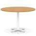Italia 1200mm Poseur Round Table Oak Top 750mm High White Leg Cross Base ITL0985