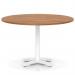 Italia 1200mm Poseur Round Table Walnut Top 750mm High White Leg Cross Base ITL0986