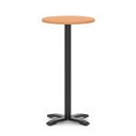 Italia 600mm Poseur Round Table Beech Top 1170mm High Black Leg Cross Base ITL0988