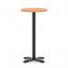 Italia 600mm Poseur Round Table Beech Top 1170mm High Black Leg Cross Base ITL0988