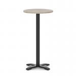 Italia 600mm Poseur Round Table Grey Oak Top 1170mm High Black Leg Cross Base ITL0989