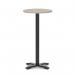Italia 600mm Poseur Round Table Grey Oak Top 1170mm High Black Leg Cross Base ITL0989