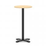 Italia 600mm Poseur Round Table Maple Top 1170mm High Black Leg Cross Base ITL0990