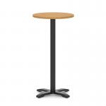 Italia 600mm Poseur Round Table Oak Top 1170mm High Black Leg Cross Base ITL0991