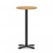 Italia 600mm Poseur Round Table Oak Top 1170mm High Black Leg Cross Base ITL0991