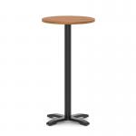 Italia 600mm Poseur Round Table Walnut Top 1170mm High Black Leg Cross Base ITL0992