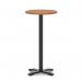 Italia 600mm Poseur Round Table Walnut Top 1170mm High Black Leg Cross Base ITL0992