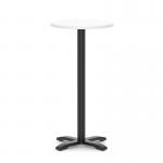 Italia 600mm Poseur Round Table White Top 1170mm High Black Leg Cross Base ITL0993