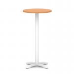 Italia 600mm Poseur Round Table Beech Top 1170mm High White Leg Cross Base ITL0994