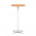 Italia 600mm Poseur Round Table Beech Top 1170mm High White Leg Cross Base ITL0994