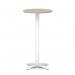 Italia 600mm Poseur Round Table Grey Oak Top 1170mm High White Leg Cross Base ITL0995
