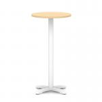 Italia 600mm Poseur Round Table Maple Top 1170mm High White Leg Cross Base ITL0996