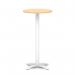Italia 600mm Poseur Round Table Maple Top 1170mm High White Leg Cross Base ITL0996