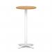 Italia 600mm Poseur Round Table Oak Top 1170mm High White Leg Cross Base ITL0997