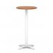 Italia 600mm Poseur Round Table Walnut Top 1170mm High White Leg Cross Base ITL0998