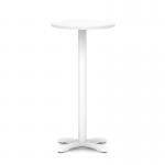 Italia 600mm Poseur Round Table White Top 1170mm High White Leg Cross Base ITL0999