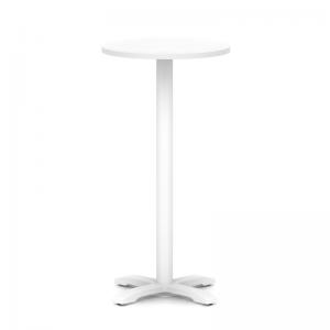 Italia 600mm Poseur Round Table White Top 1170mm High White Leg Cross