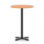 Italia 800mm Poseur Round Table Beech Top 1170mm High Black Leg Cross Base ITL1000