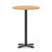 Italia 800mm Poseur Round Table Beech Top 1170mm High Black Leg Cross Base ITL1000
