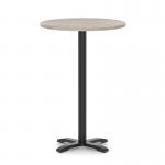Italia 800mm Poseur Round Table Grey Oak Top 1170mm High Black Leg Cross Base ITL1001