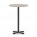 Italia 800mm Poseur Round Table Grey Oak Top 1170mm High Black Leg Cross Base ITL1001
