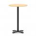 Italia 800mm Poseur Round Table Maple Top 1170mm High Black Leg Cross Base ITL1002