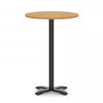 Italia 800mm Poseur Round Table Oak Top 1170mm High Black Leg Cross Base ITL1003