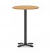Italia 800mm Poseur Round Table Oak Top 1170mm High Black Leg Cross Base ITL1003