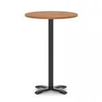 Italia 800mm Poseur Round Table Walnut Top 1170mm High Black Leg Cross Base ITL1004