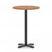 Italia 800mm Poseur Round Table Walnut Top 1170mm High Black Leg Cross Base ITL1004